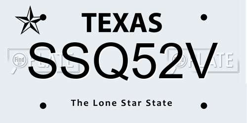 SSQ52V Texas License Plate