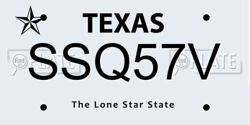 SSQ57V Texas License Plate