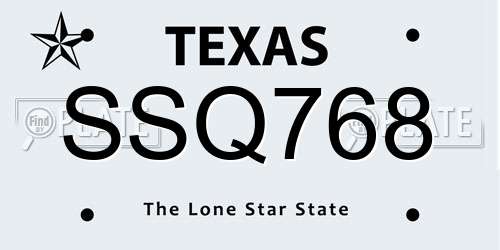 SSQ768 Texas License Plate