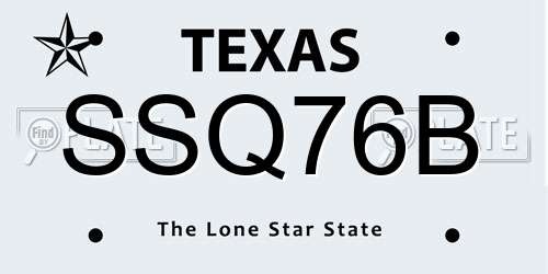 SSQ76B Texas License Plate