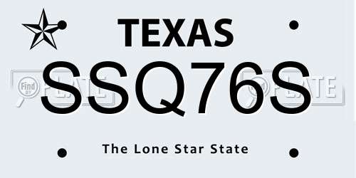 SSQ76S Texas License Plate