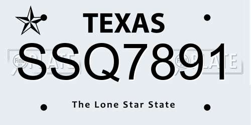 SSQ7891 Texas License Plate