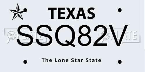 SSQ82V Texas License Plate