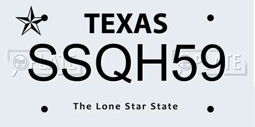 SSQH59 Texas License Plate