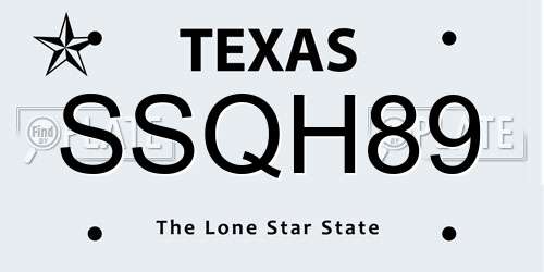 SSQH89 Texas License Plate