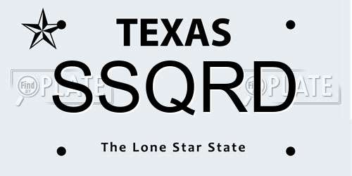 SSQRD Texas License Plate