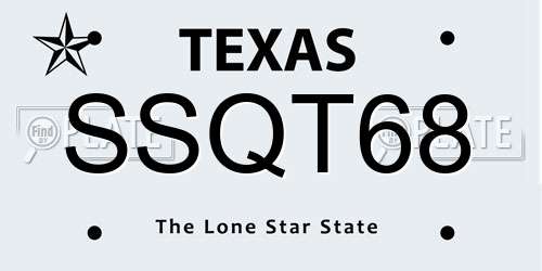SSQT68 Texas License Plate