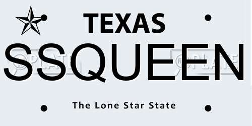 SSQUEEN Texas License Plate