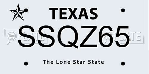 SSQZ65 Texas License Plate