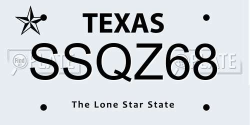 SSQZ68 Texas License Plate