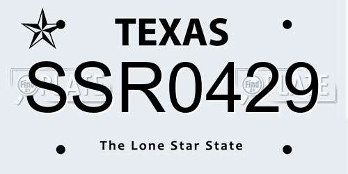 SSR0429 Texas License Plate