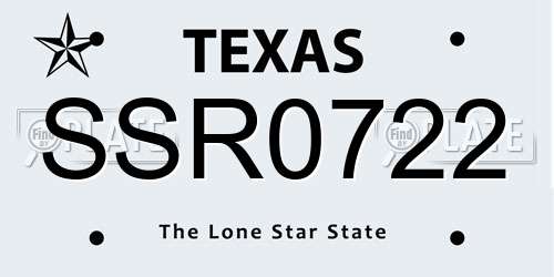 SSR0722 Texas License Plate