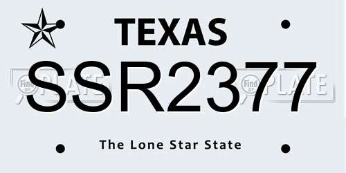 SSR2377 Texas License Plate