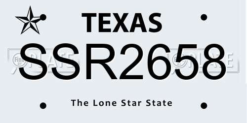 SSR2658 Texas License Plate