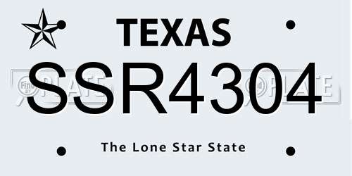 SSR4304 Texas License Plate