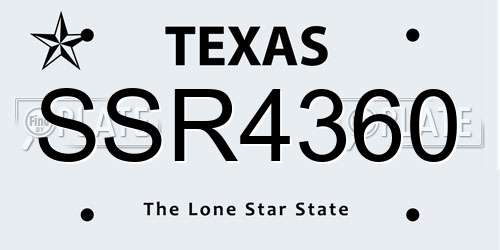 SSR4360 Texas License Plate