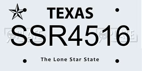 SSR4516 Texas License Plate