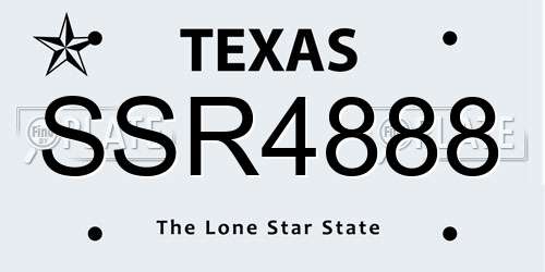 SSR4888 Texas License Plate