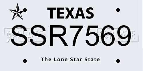 SSR7569 Texas License Plate