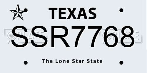 SSR7768 Texas License Plate