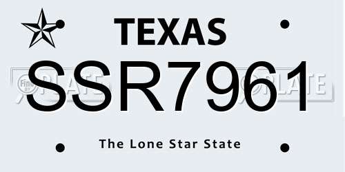 SSR7961 Texas License Plate