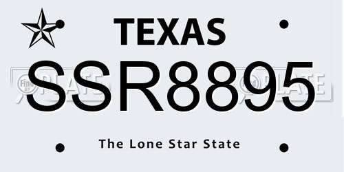 SSR8895 Texas License Plate