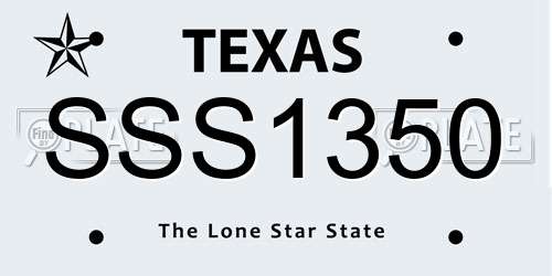 SSS1350 Texas License Plate