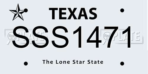 SSS1471 Texas License Plate