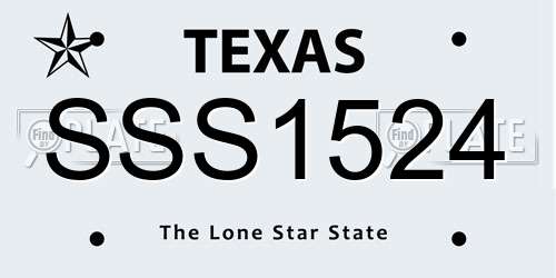 SSS1524 Texas License Plate