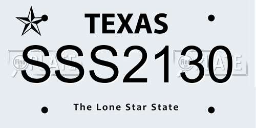 SSS2130 Texas License Plate