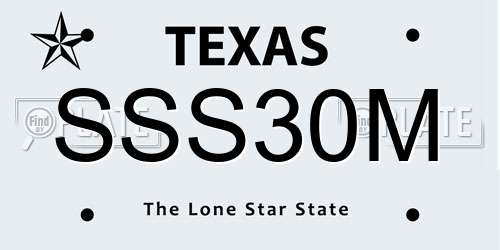SSS30M Texas License Plate
