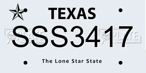 SSS3417 Texas License Plate