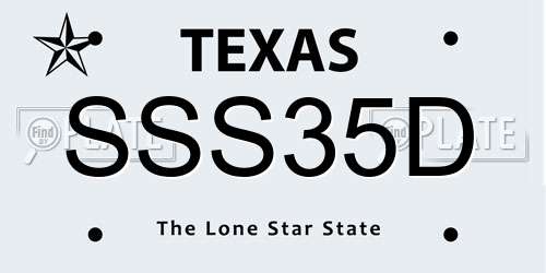 SSS35D Texas License Plate