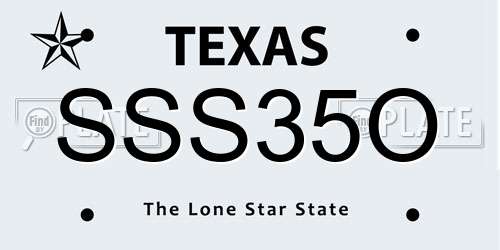 SSS35O Texas License Plate