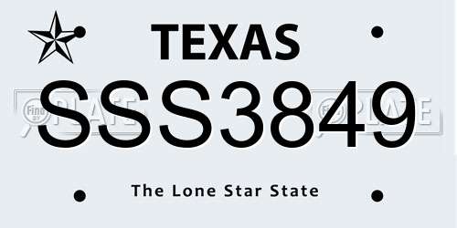 SSS3849 Texas License Plate