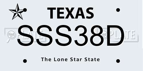 SSS38D Texas License Plate