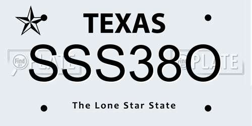 SSS38O Texas License Plate