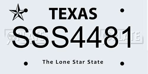SSS4481 Texas License Plate