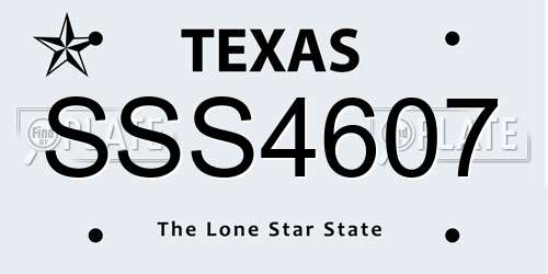 SSS4607 Texas License Plate