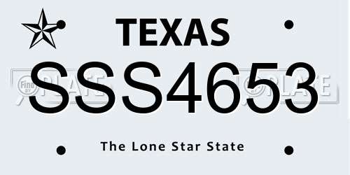 SSS4653 Texas License Plate