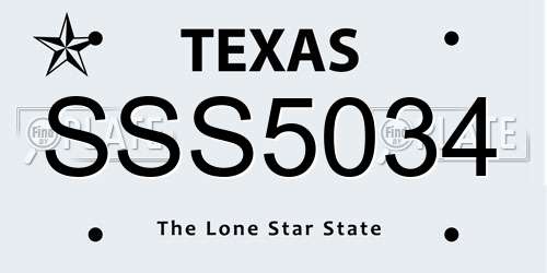 SSS5034 Texas License Plate