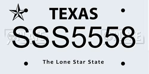 SSS5558 Texas License Plate