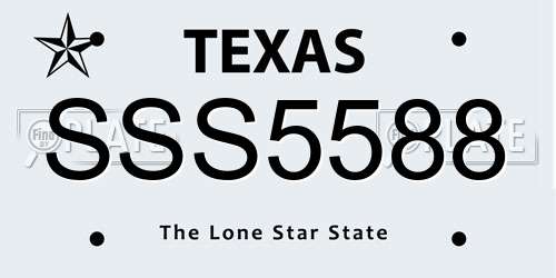SSS5588 Texas License Plate