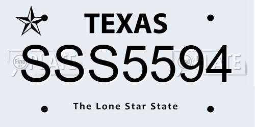 SSS5594 Texas License Plate