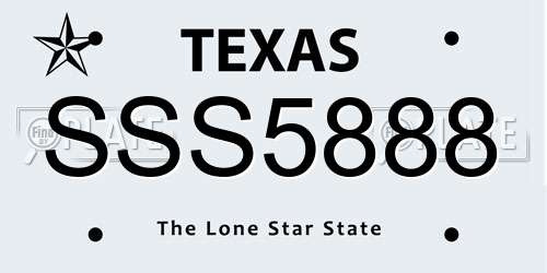 SSS5888 Texas License Plate