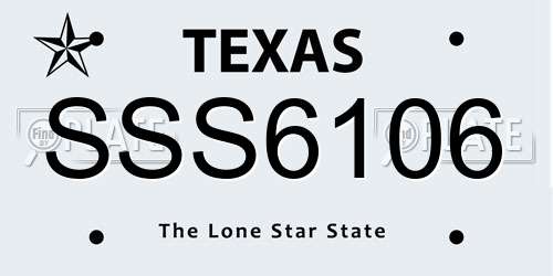 SSS6106 Texas License Plate