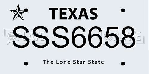 SSS6658 Texas License Plate