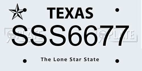 SSS6677 Texas License Plate