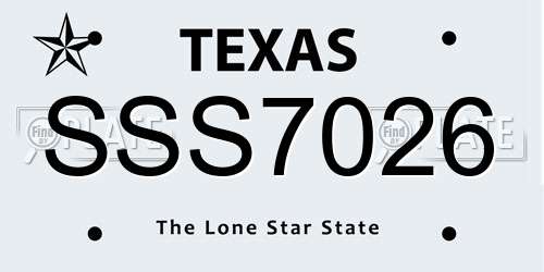 SSS7026 Texas License Plate