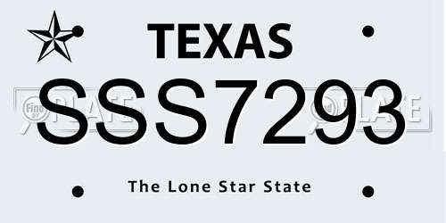 SSS7293 Texas License Plate